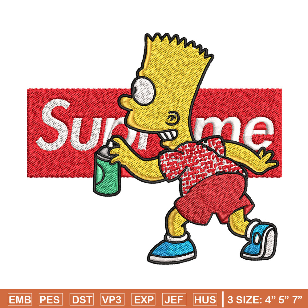 Supreme Simpson Embroidery design, Simpson cartoon Embroidery, cartoon design, Embroidery File, Digital download..jpg