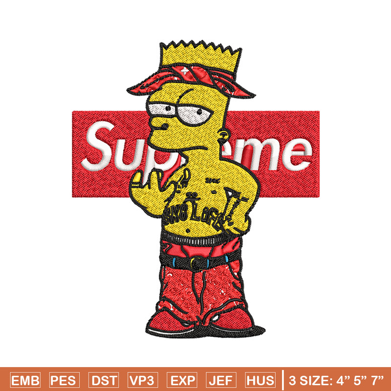 Supreme Simpson Embroidery design, Simpson Embroidery, cartoon design, Embroidery File, cartoon shirt, Digital download..jpg