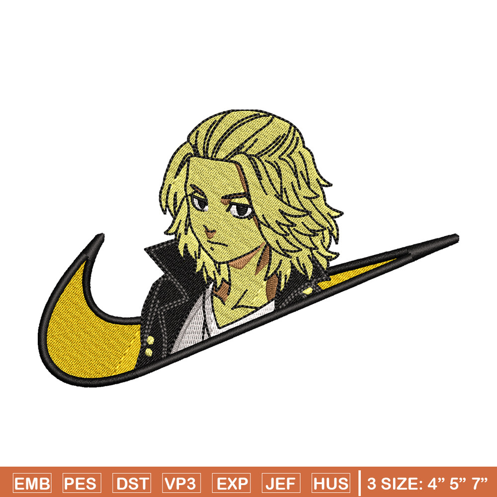 Swoosh Mikey embroidery design, Tokyo Revengers embroidery, Nike design, anime design, anime shirt, Digital download.jpg