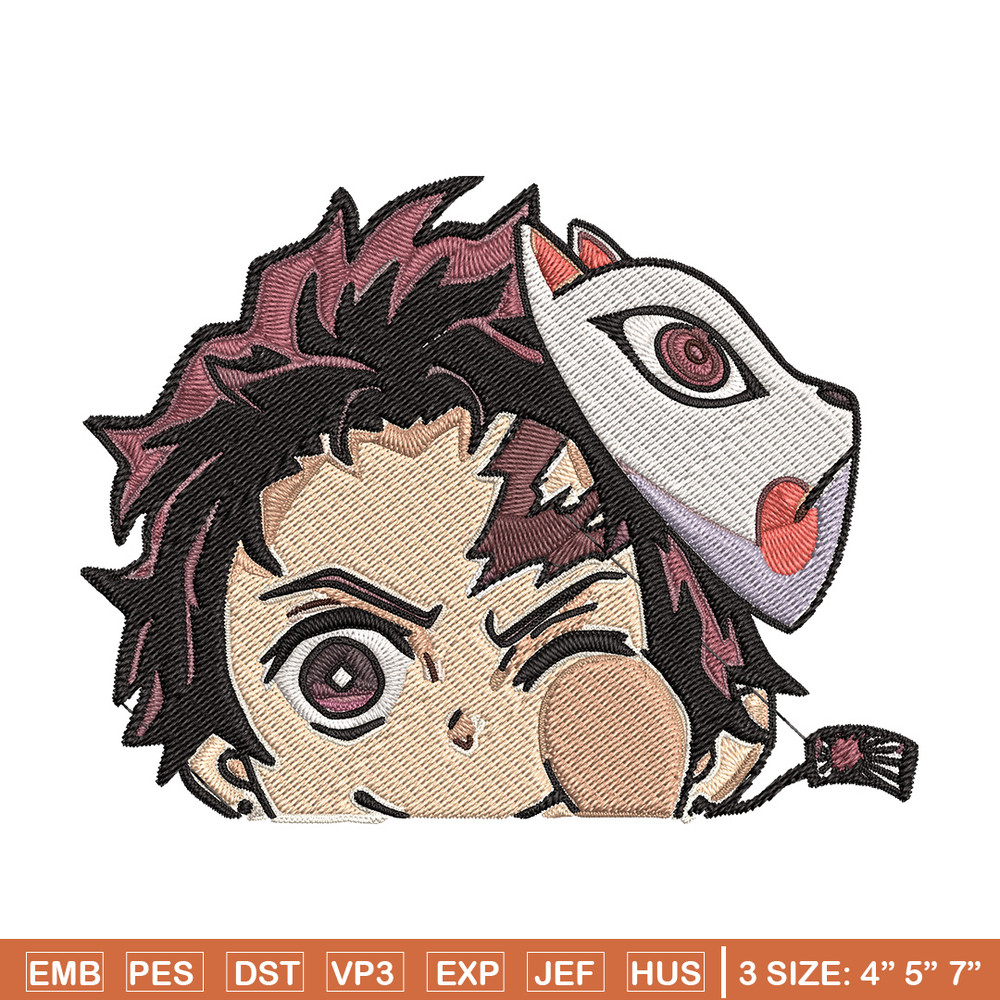 Tanjiro Peeker Embroidery Design, Demon slayer Embroidery, Embroidery File, Anime Embroidery, Digital download..jpg