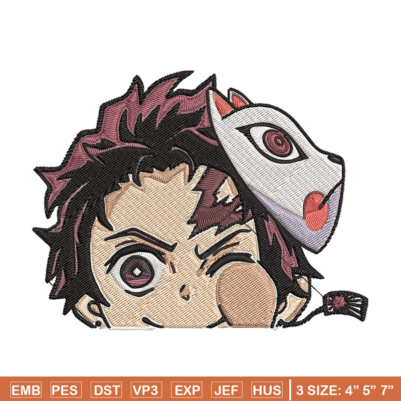 Tanjiro Peeker Embroidery Design, Demon slayer Embroidery, Embroidery File, Anime Embroidery, Digital download..jpg