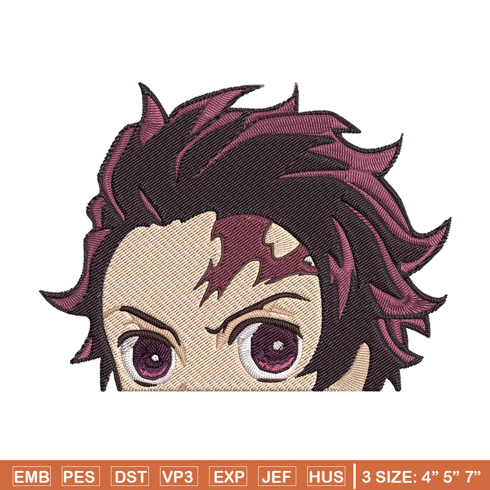 Tanjiro Peeker Embroidery Design, Demon slayer Embroidery, Embroidery File, Anime Embroidery, Digital download.jpg