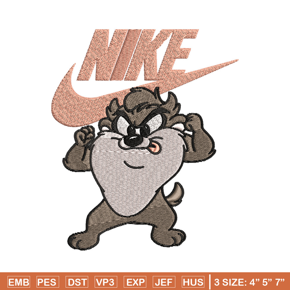 Tasmanian Devil Nike Embroidery design, cartoon Embroidery, Nike design, Embroidery file, Instant download..jpg