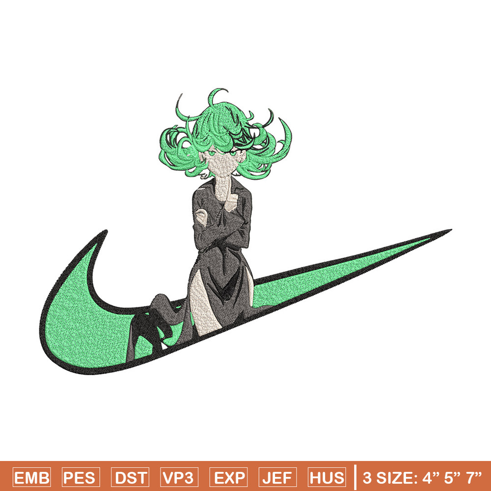 Tatsumaki nike Embroidery Design, One punch man Embroidery,Embroidery File,Nike Embroidery,Anime shirt,Digital download.jpg