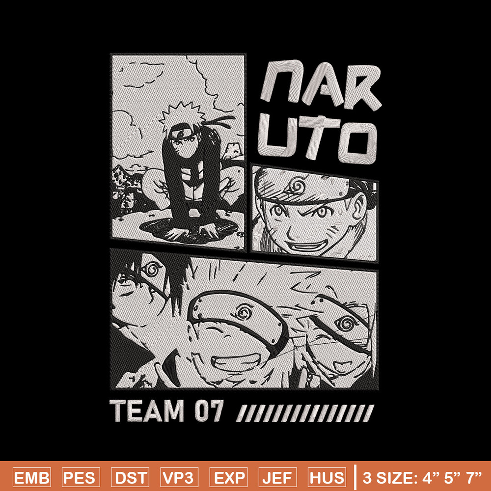 Team 07 naruto Embroidery Design, Naruto Embroidery, Embroidery File, Anime Embroidery, Anime shirt, Digital download.jpg