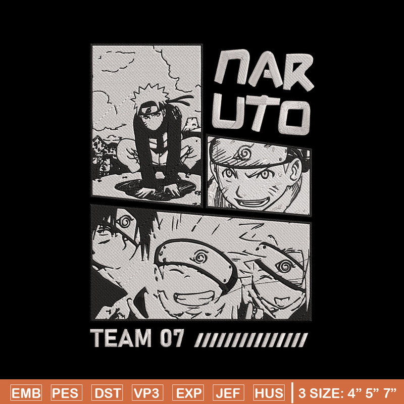 Team 07 naruto Embroidery Design, Naruto Embroidery, Embroidery File, Anime Embroidery, Anime shirt, Digital download.jpg