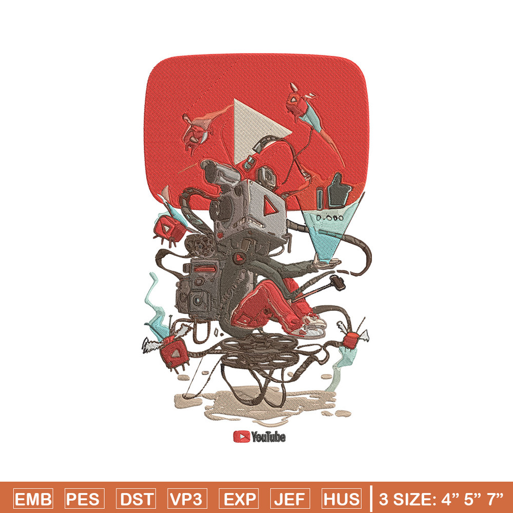 Youtube logo Embroidery Design, Youtube Embroidery, Embroidery File, Anime Embroidery, Anime shirt, Digital download.jpg