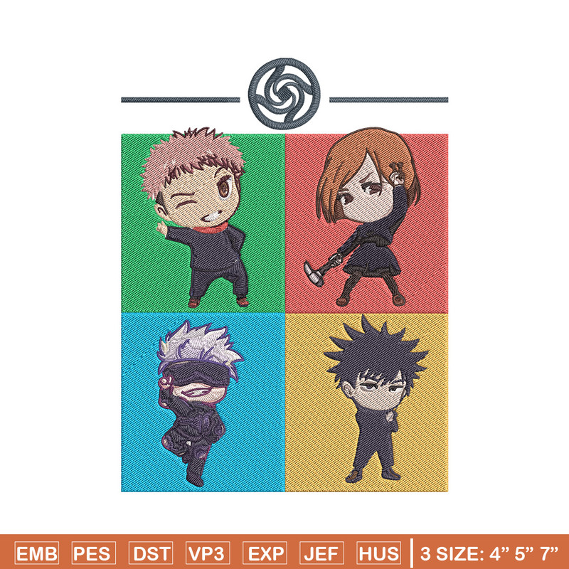 Yuji friends Embroidery Design, Jujutsu Embroidery, Embroidery File, Anime Embroidery, Anime shirt, Digital download..jpg
