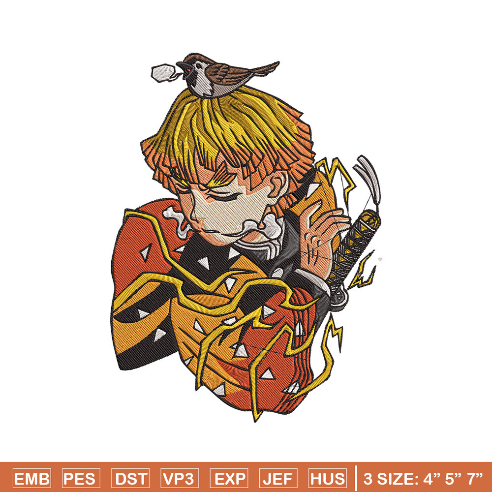Zenitsu poster Embroidery Design, Demon slayer Embroidery,Embroidery File,Anime Embroidery,Anime shirt,Digital download..jpg
