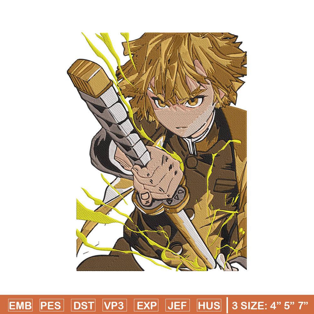 Zenitsu thunder Embroidery Design,Demon slayer Embroidery, Embroidery File,Anime Embroidery,Anime shirt,Digital download.jpg