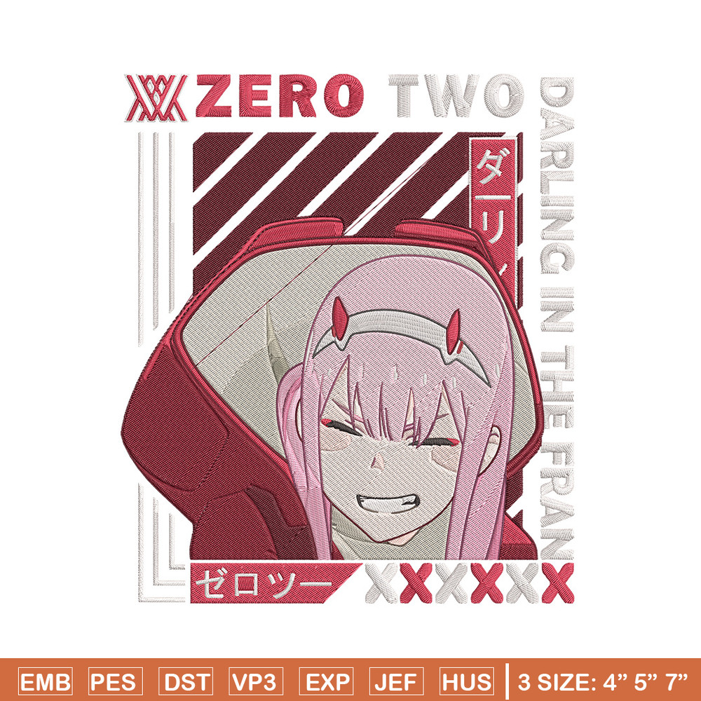 Zero two Embroidery Design, Darling in the fran Embroidery,Embroidery File,Anime Embroidery,Anime shirt,Digital download.jpg