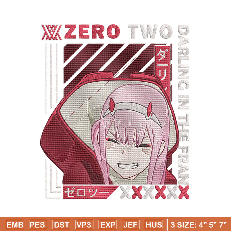 Zero two Embroidery Design, Darling in the fran Embroidery,Embroidery File,Anime Embroidery,Anime shirt,Digital download.jpg