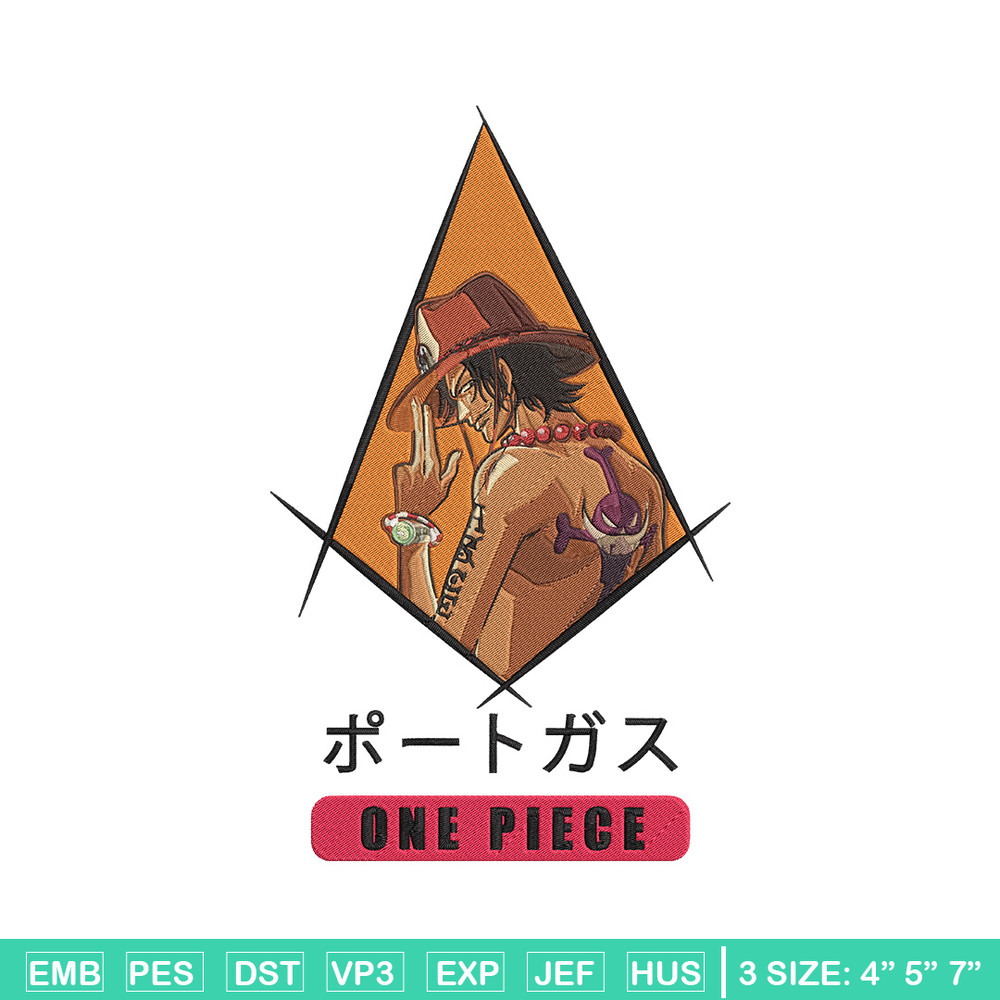 Ace poster Embroidery Design, One piece Embroidery, Embroidery File, Anime Embroidery, Anime shirt, Digital download..jpg