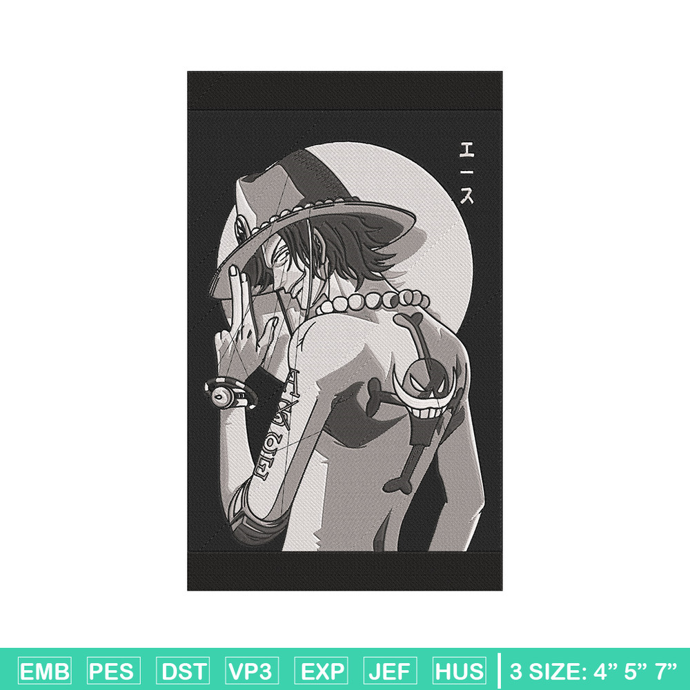 Ace poster Embroidery Design, One piece Embroidery, Embroidery File, Anime Embroidery, Anime shirt, Digital download.jpg