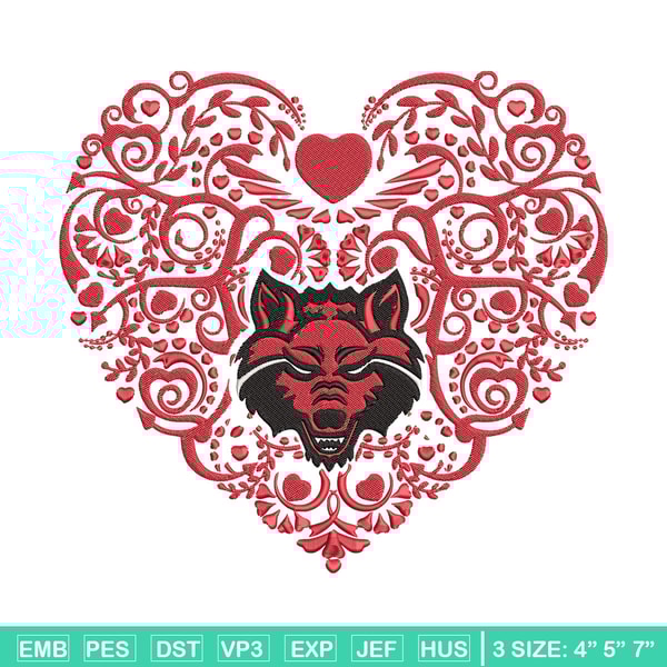 Arkansas State heart embroidery design, Sport embroidery, logo sport embroidery, Embroidery design,NCAA embroidery.jpg