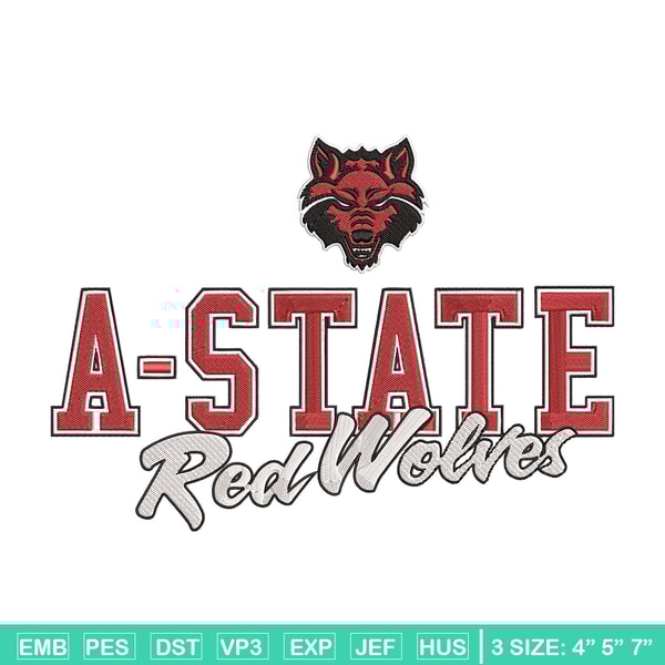 Arkansas State logo embroidery design, NCAA embroidery,Sport embroidery,Embroidery design,Logo sport embroidery.jpg