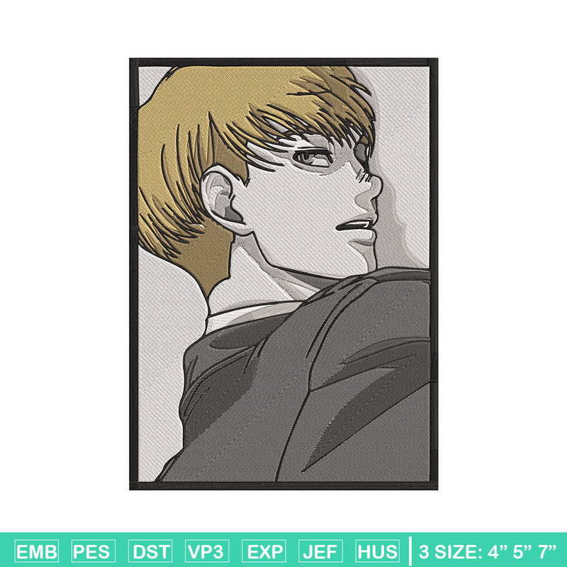 Armin poster Embroidery Design, Aot Embroidery, Embroidery File, Anime Embroidery, Anime shirt, Digital download.jpg