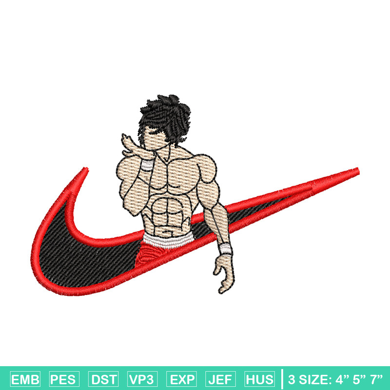 Baki nike embroidery design, Baki anime embroidery, nike design, Logo shirt, anime shirt, digital download.jpg