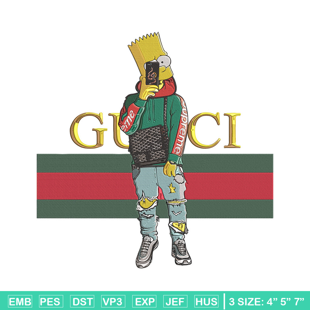 Bart Simpson Embroidery Design, Simpson Embroidery, Embroidery File, Anime Embroidery, Gucci shirt, Digital download.jpg