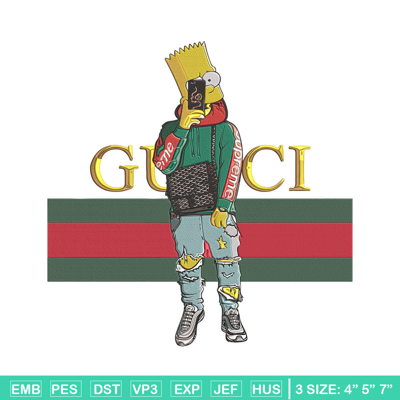 Bart Simpson Embroidery Design, Simpson Embroidery, Embroidery File, Anime Embroidery, Gucci shirt, Digital download.jpg
