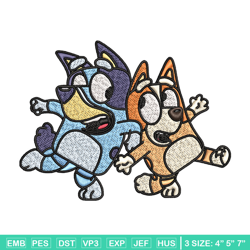 Bingo and Bluey Embroidery, Bluey Embroidery, Embroidery File, cartoon design, cartoon shirt, Digital download..jpg