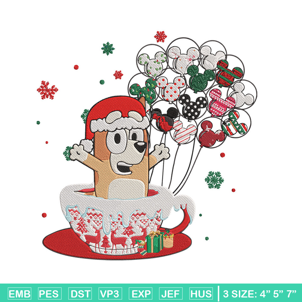 Bingo chrismas Embroidery Design, Bluey Embroidery, Embroidery File, Chrismas Embroidery, Anime shirt, Digital download.jpg