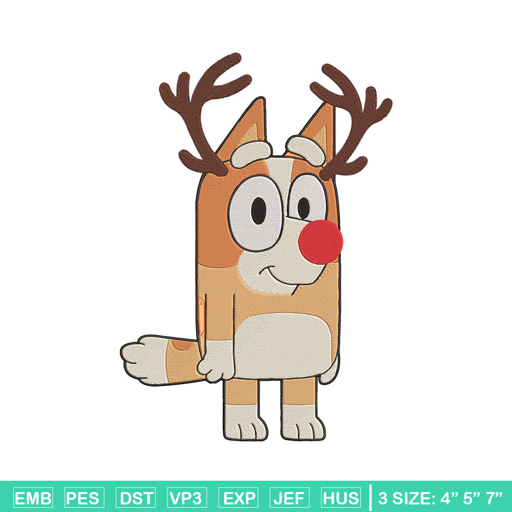 Bingo reineer Embroidery Design, Bluey Embroidery, Embroidery File, Chrismas Embroidery, Anime shirt, Digital download.jpg