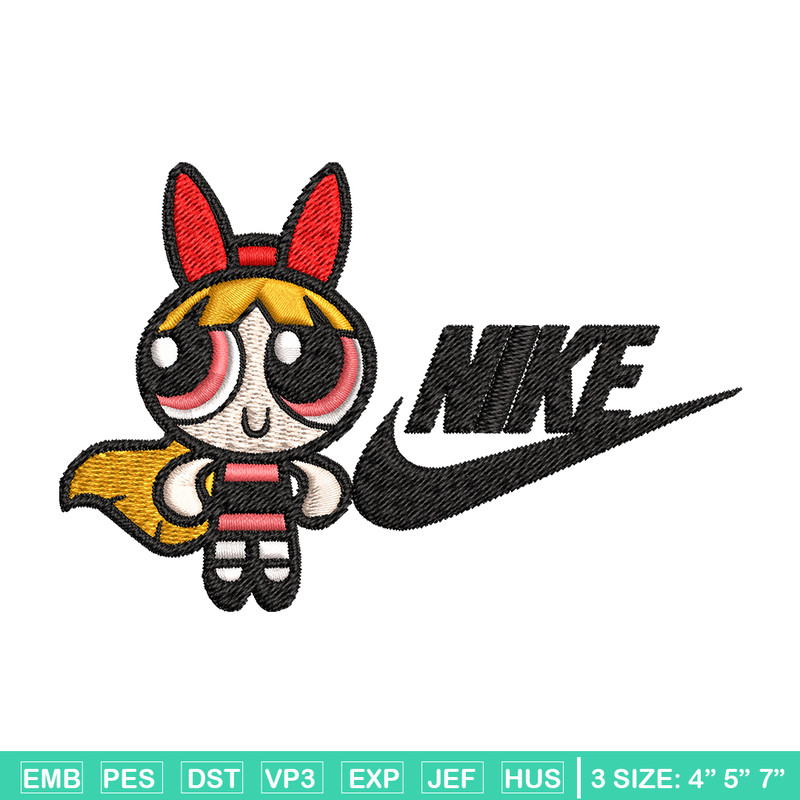 Blossom Nike Embroidery design, Powerpuff Girls cartoon Embroidery, Nike design, Embroidery file, Instant download..jpg