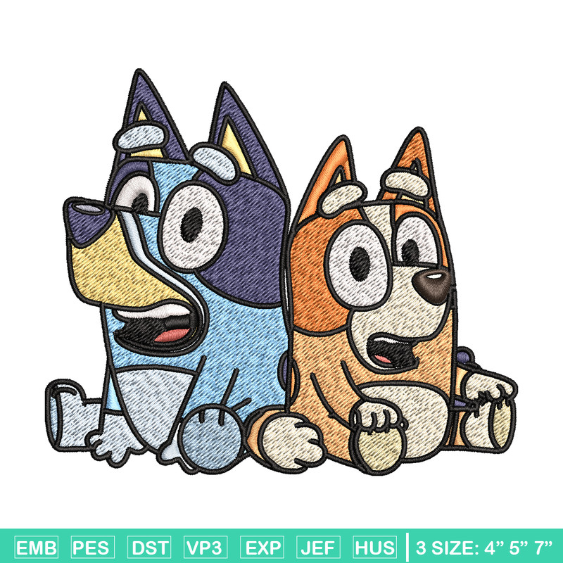 Bluey and Bingo Embroidery, Bluey Embroidery, Embroidery File, cartoon design, cartoon shirt, Digital download..jpg
