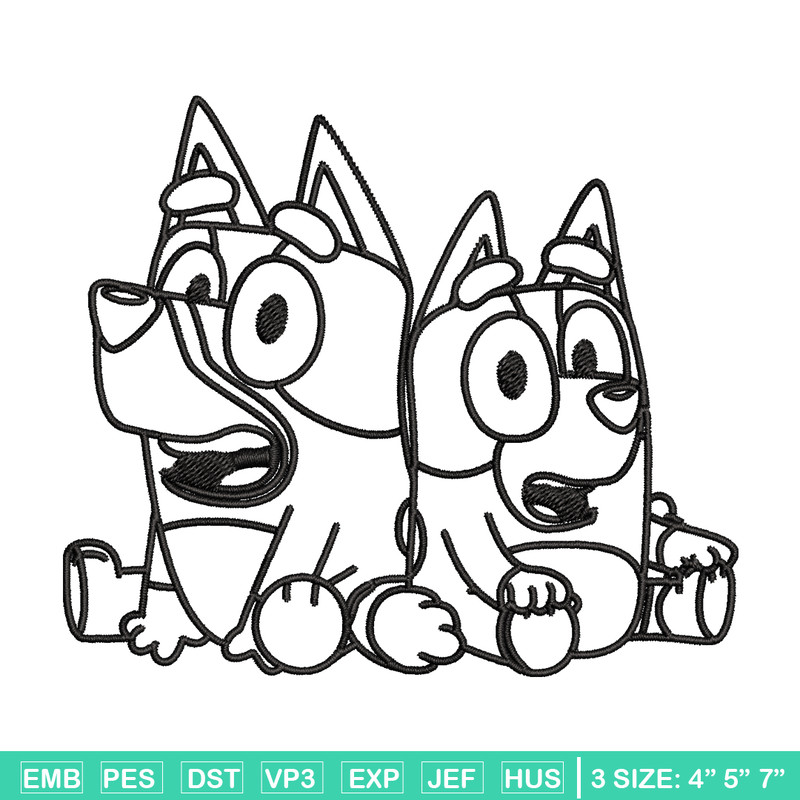 Bluey Bingo Coloring Pages Embroidery, Bluey Embroidery, Embroidery File, cartoon design, logo shirt, Digital download..jpg