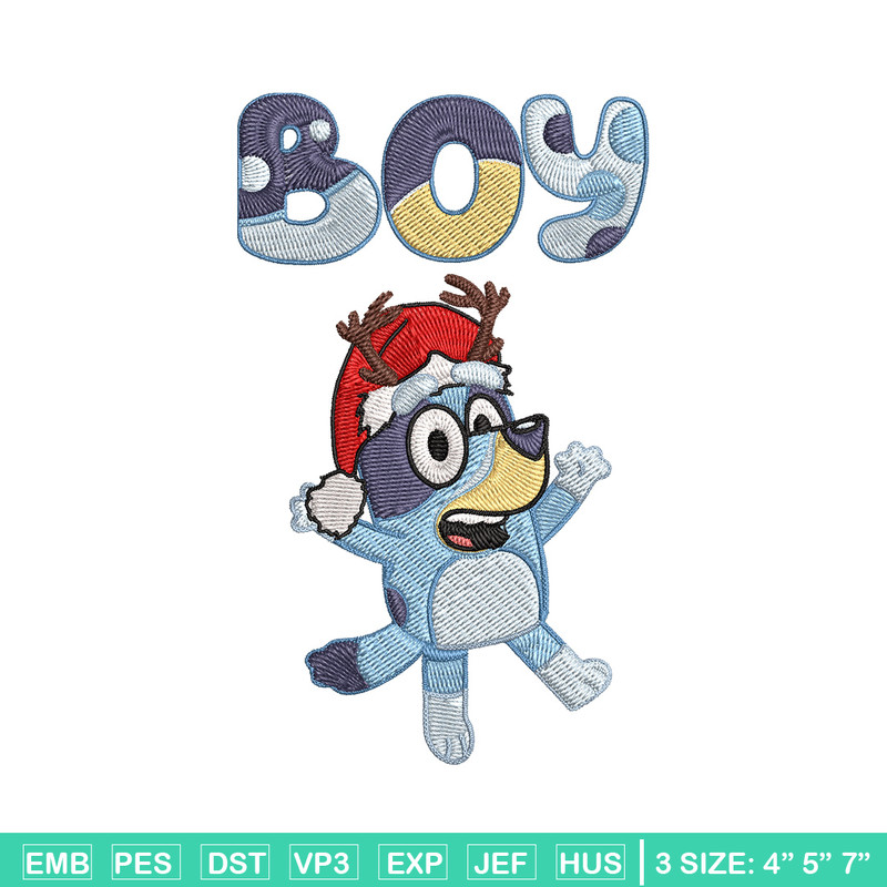 Bluey boy Embroidery Design, Bluey Embroidery, Embroidery File, Chrismas Embroidery, Anime shirt, Digital download.jpg
