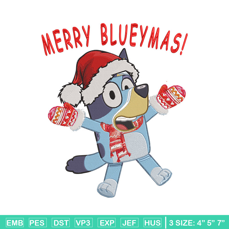 Bluey chrismas Embroidery Design, Bluey Embroidery, Embroidery File,Chrismas Embroidery, Anime shirt, Digital download.jpg
