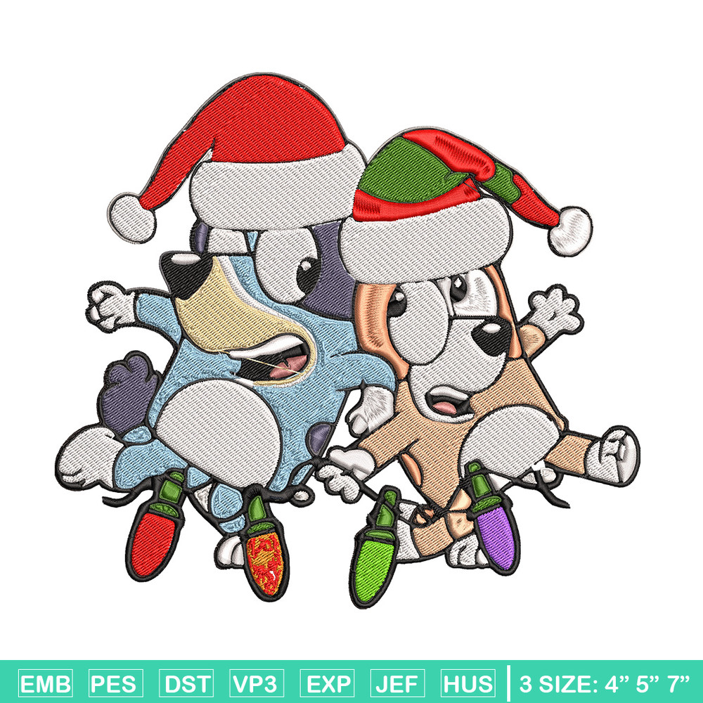 Bluey x Bingo Embroidery Design, Bluey Embroidery, Embroidery File, Chrismas Embroidery, Anime shirt, Digital download..jpg
