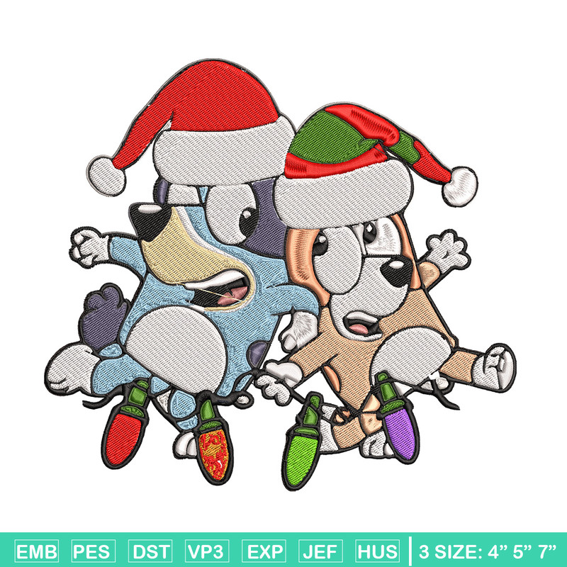 Bluey x Bingo Embroidery Design, Bluey Embroidery, Embroidery File, Chrismas Embroidery, Anime shirt, Digital download..jpg