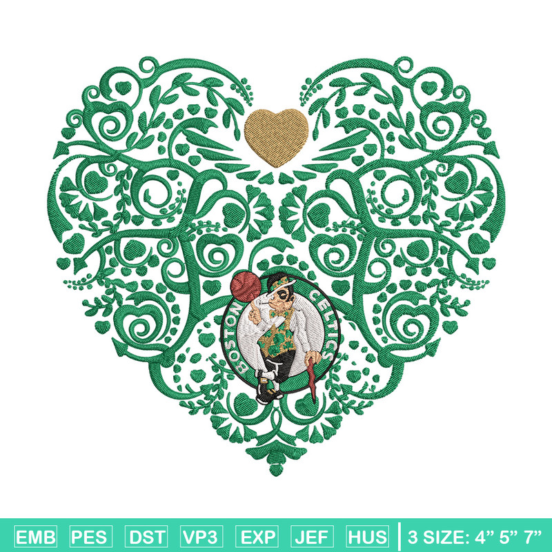 Boston Celtics heart embroidery design, NBA embroidery, Sport embroidery, Logo sport embroidery, Embroidery design.jpg