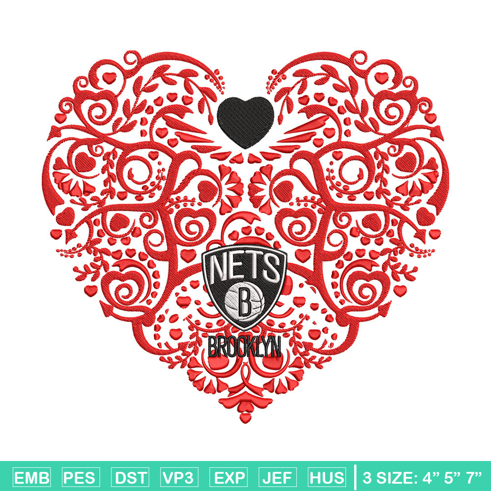 Brooklyn Nets heart embroidery design, NBA embroidery,Sport embroidery, Logo sport embroidery, Embroidery design.jpg