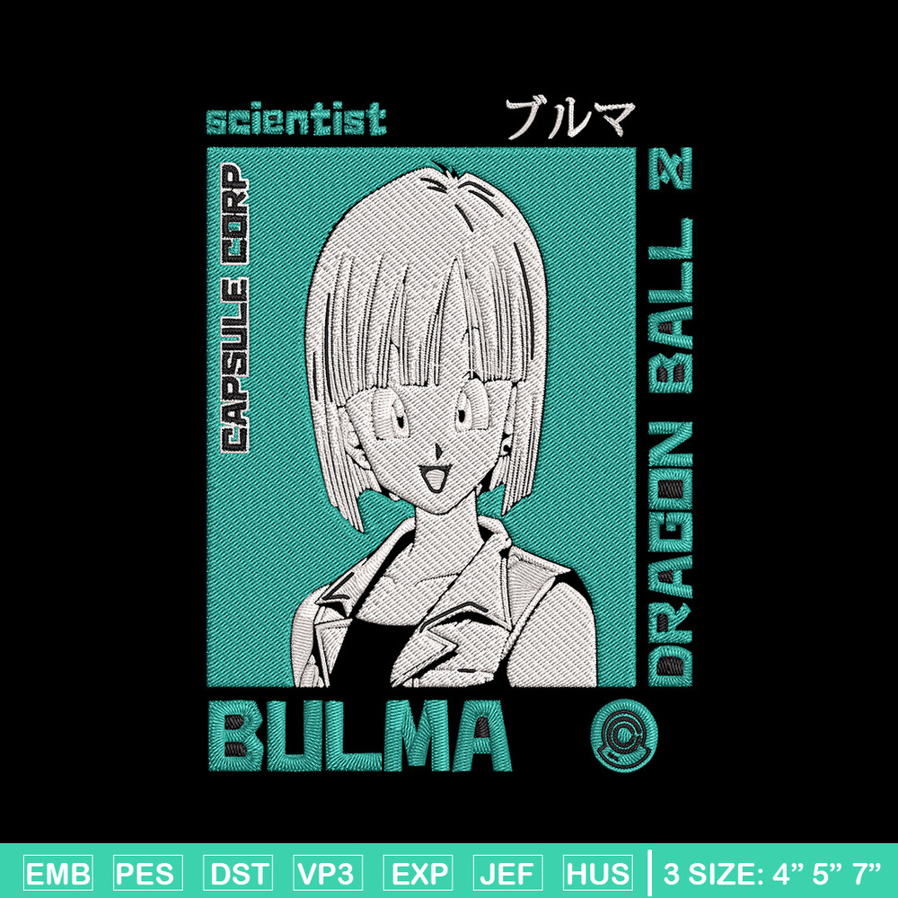 Bulma poster Embroidery Design, Dragonball Embroidery, Embroidery File, Anime Embroidery, Anime shirt, Digital download..jpg