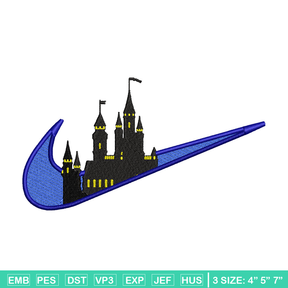 Castle Nike embroidery design, Castle embroidery, nike design, embroidery file, logo shirt, Digital download.jpg