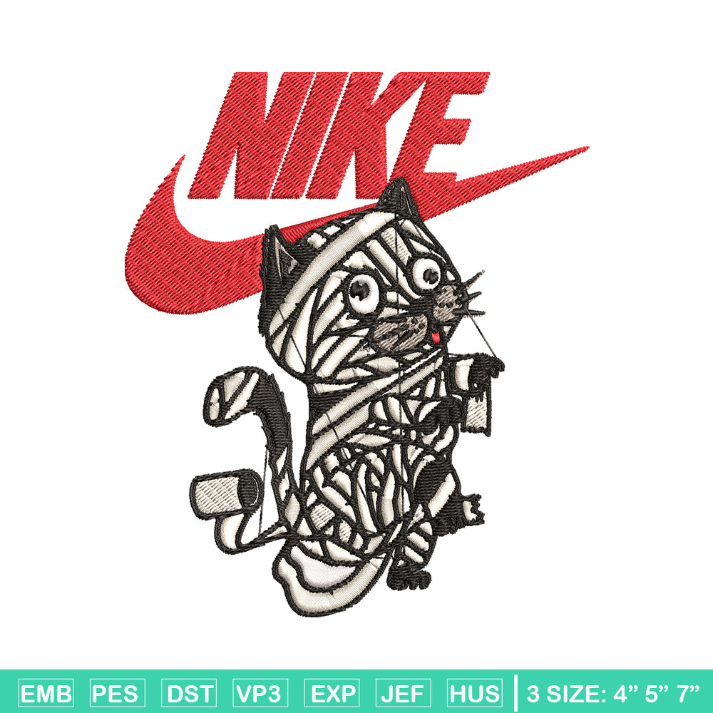 Cat Mummy Nike Embroidery design, Cat Mummy Nike Embroidery, Nike design, Embroidery file, Instant download..jpg