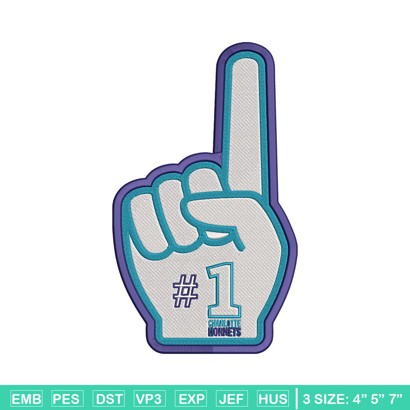 Charlotte Hornets NO 1 embroidery design, NBA embroidery, Sport embroidery, Embroidery design, Logo sport embroidery.jpg