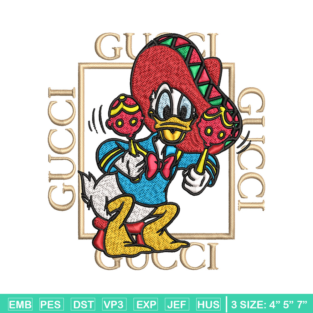 Daisy Donald Duck Gucci Embroidery design, Disney cartoon Embroidery, cartoon design, Embroidery File, Instant download..jpg
