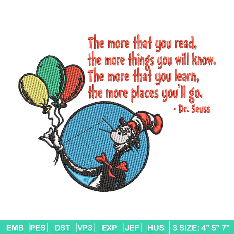 Dr Seuss with Balloon Embroidery Design, Dr Seuss Embroidery, Embroidery File, Embroidery design, Digital download..jpg