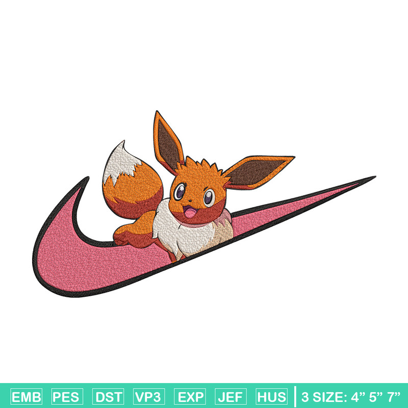 Eevee x nike Embroidery Design, Pokemon Embroidery, Embroidery File, Nike Embroidery, Anime shirt, Digital download.jpg