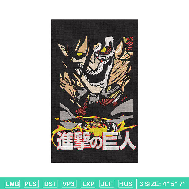 Eren poster Embroidery Design, Aot Embroidery, Embroidery File, Anime Embroidery, Anime shirt, Digital download..jpg