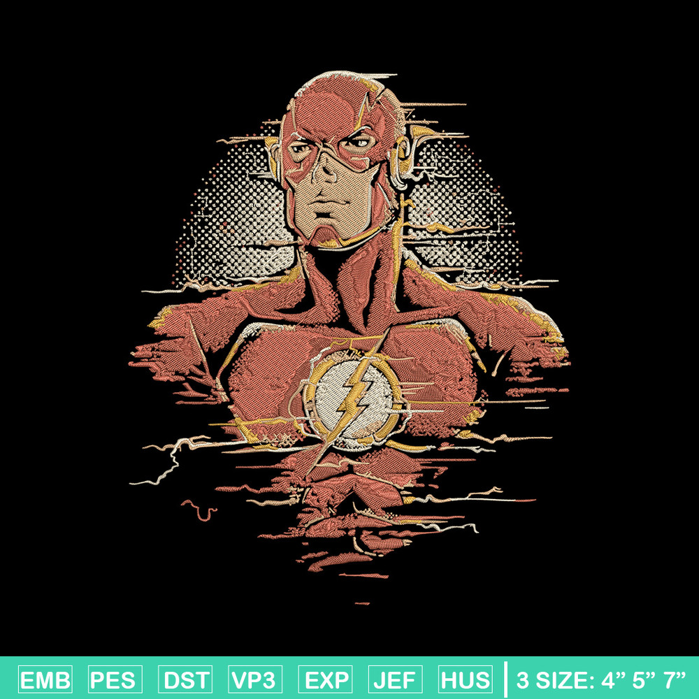 Flash poster Embroidery Design, DC comics Embroidery, Embroidery File, Anime Embroidery, Anime shirt, Digital download.jpg