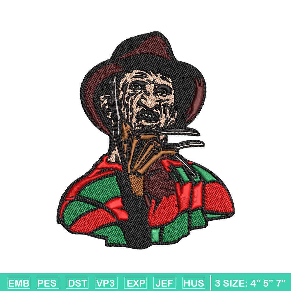 Freddy Krueger Embroidery design, Freddy horror Embroidery, horror design, Embroidery File, Digital download..jpg