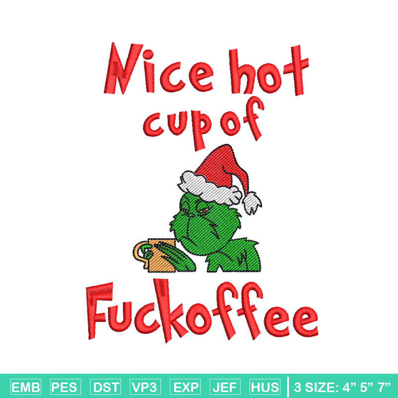 Fuckoffee embroidery design,Chrismas design, Embroidery shirt, Embroidery file, Grinch embroidery, Digital download.jpg