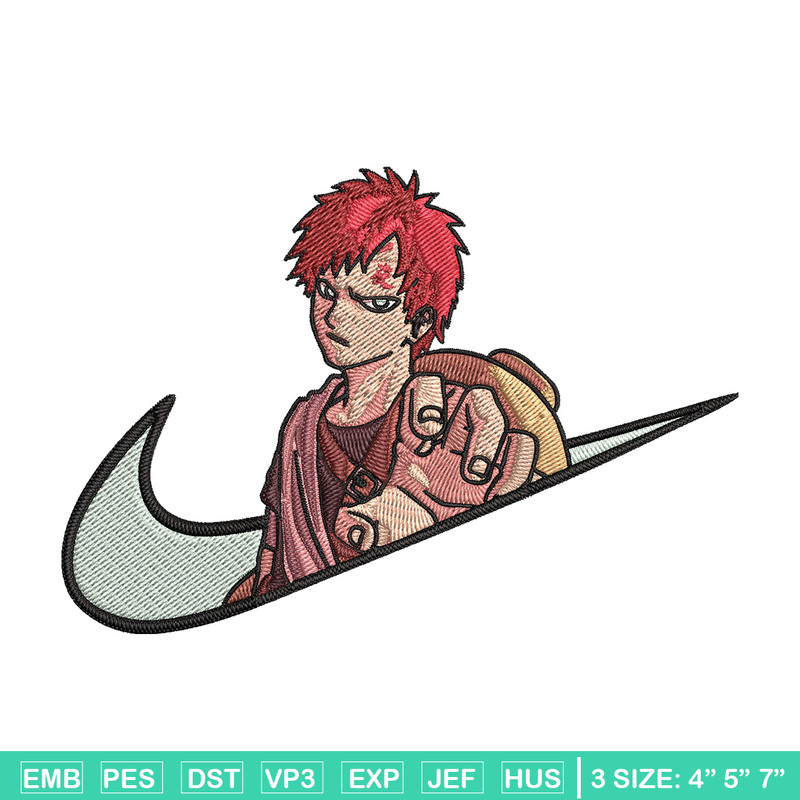 Gaara x nike Embroidery Design, Naruto Embroidery, Embroidery File, Nike Embroidery, Anime shirt, Digital download.jpg