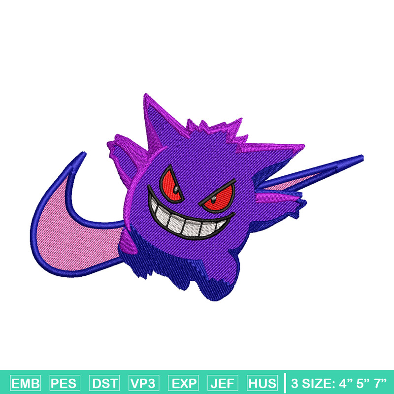 Gengar Nike embroidery design, Pokemon embroidery, nike design, anime design, anime shirt, Digital download.jpg