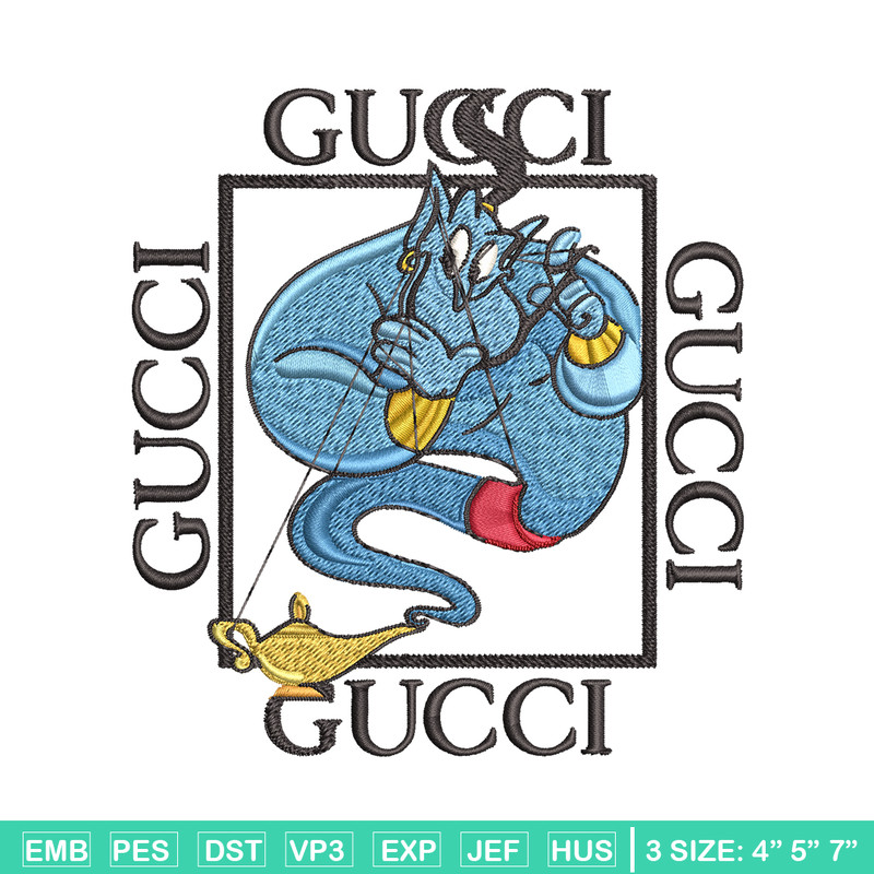 Genie gucci Embroidery design, Genie gucci Embroidery, cartoon design, Embroidery File, gucci logo, Instant download..jpg